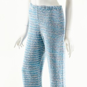 Space Dye Bell Bottoms,Vintage Bobbie Brooks Knit Pants,Boho Bell Bottoms,Baby Blue Flare Pants,Rainbow Knit Bellbottoms,Nubby Knit Pants image 10