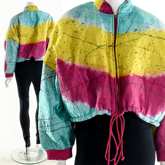Neon Quilted Bomber, Spray Paint Jacket, Puffy Win