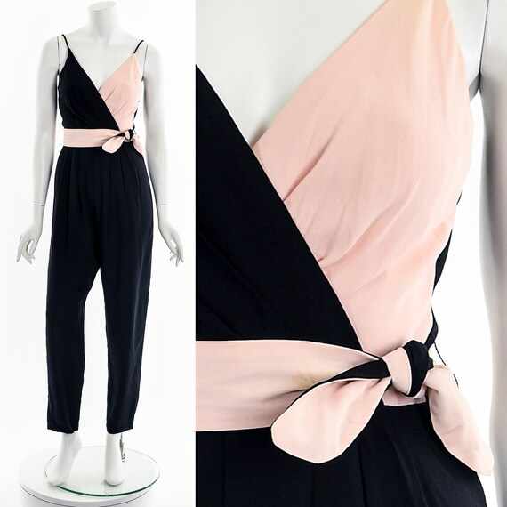 Baby Pink + Black Wrap Jumpsuit - image 3