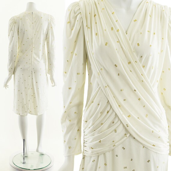 Grecian Goddess Dress,Champagne Speckled Dress,Wh… - image 3