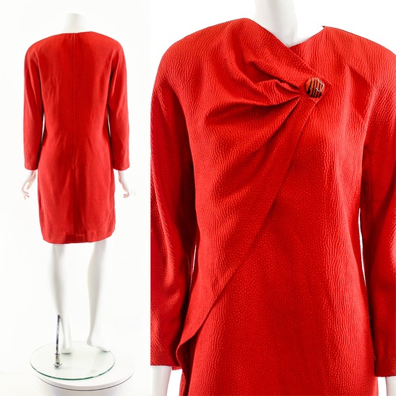 Krizia 40 Italian Red Dress,Vintage 80's Krizia D… - image 3