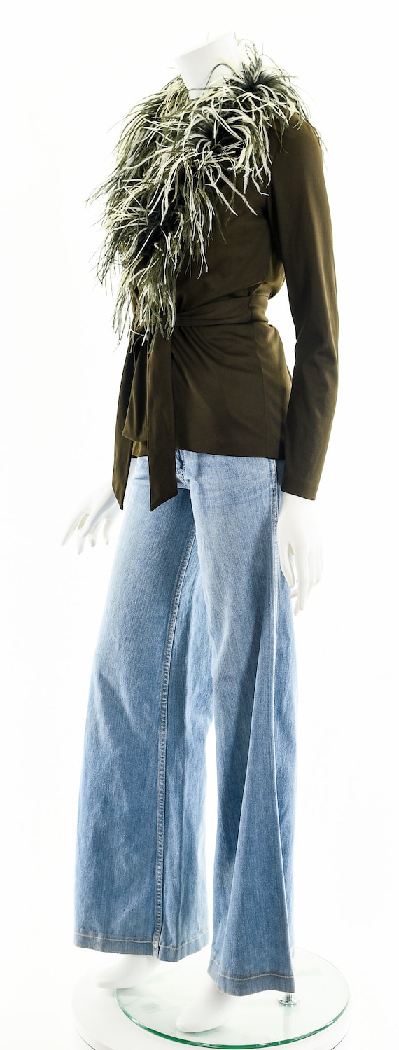 Ostrich Marabou Feather Jacket Dramatic Collar - image 10