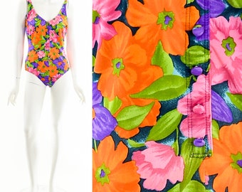 Floral One Piece 70s Bathing Suit