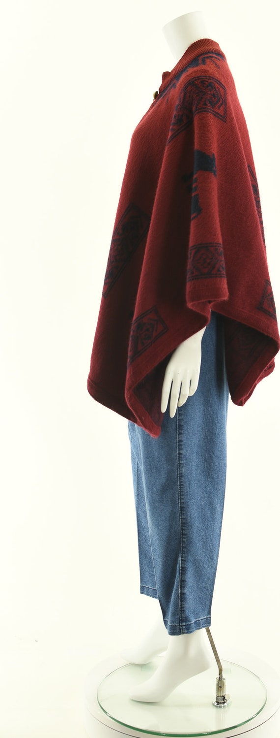 red alpaca wool poncho, southwest south american … - image 9