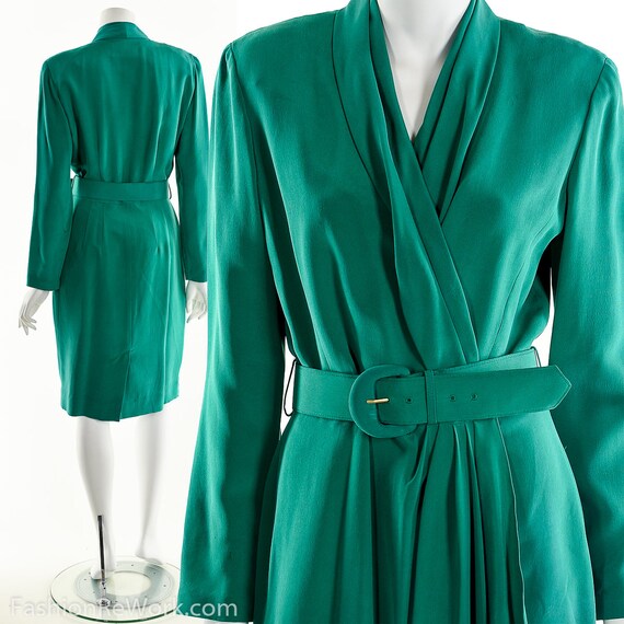 Silk Wrap Dress Iconic Wrap Dress Emerald Green Dress Knee | Etsy Singapore