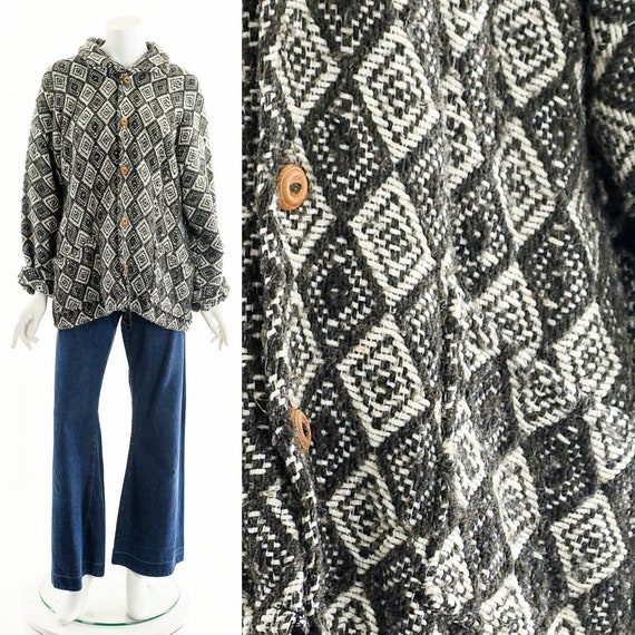 Diamond Alpaca Duster,Alpace Wool Sweater,Vintage… - image 1