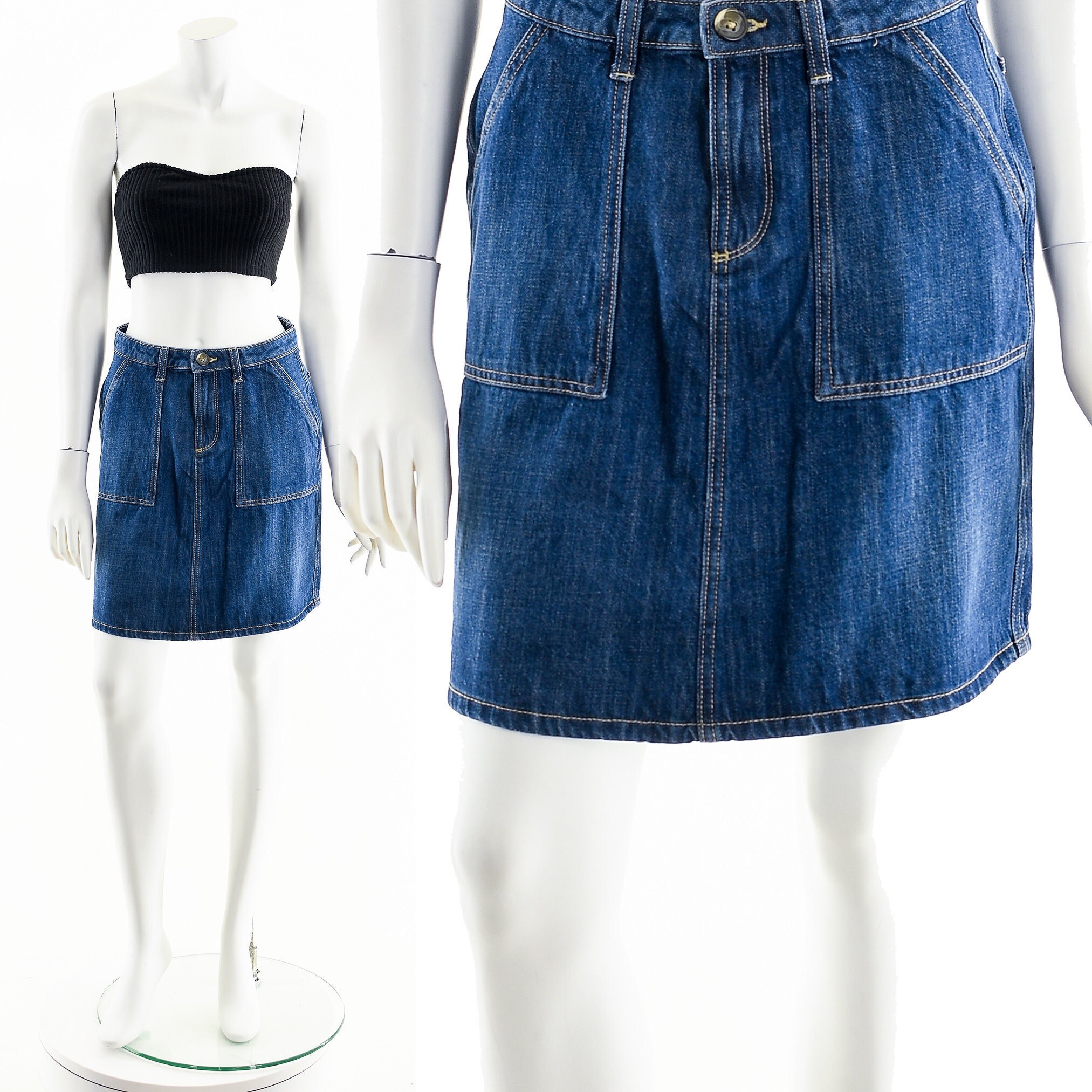 【Anyone more】Carpenter stitched denim mini skirts Denim Carpenter Mini Skirt 00's - Etsy