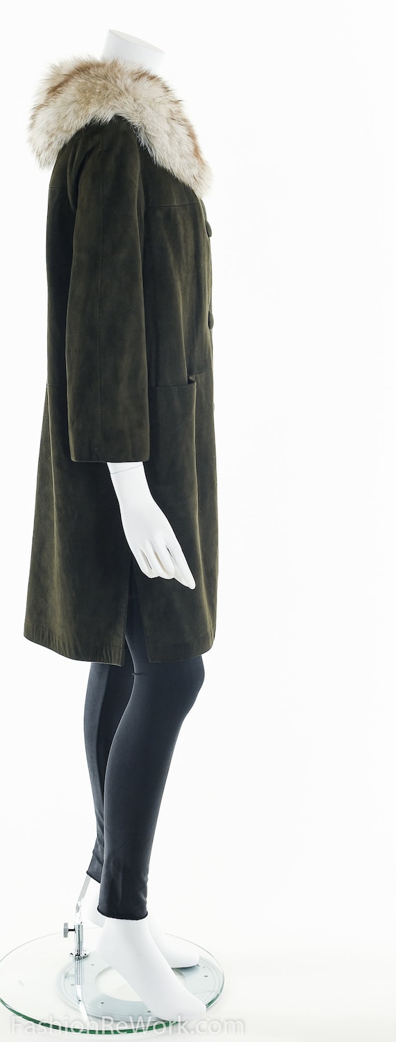 60's Suede Leather Coat, Brown Suede Coat, Mink F… - image 3