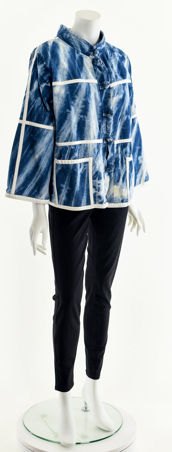 Shibori Leather Kimono,Indigo Blue Jacket,Bohemia… - image 4