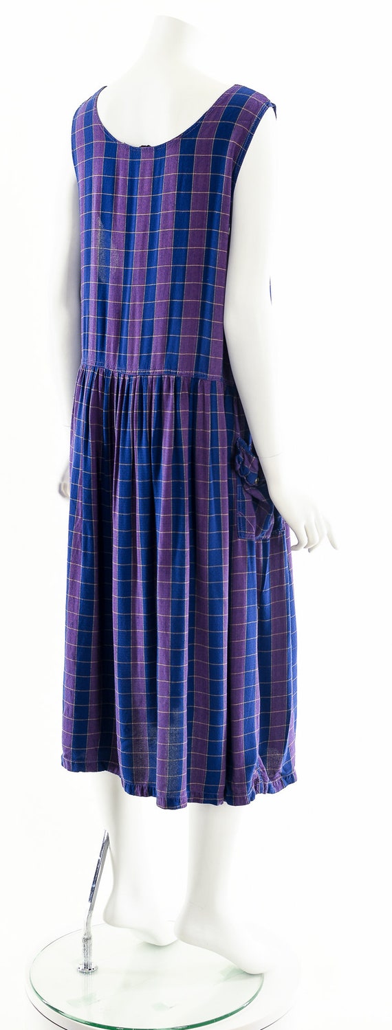 Rayon India Dress,Plaid Purple Midi Dress,Vintage… - image 6