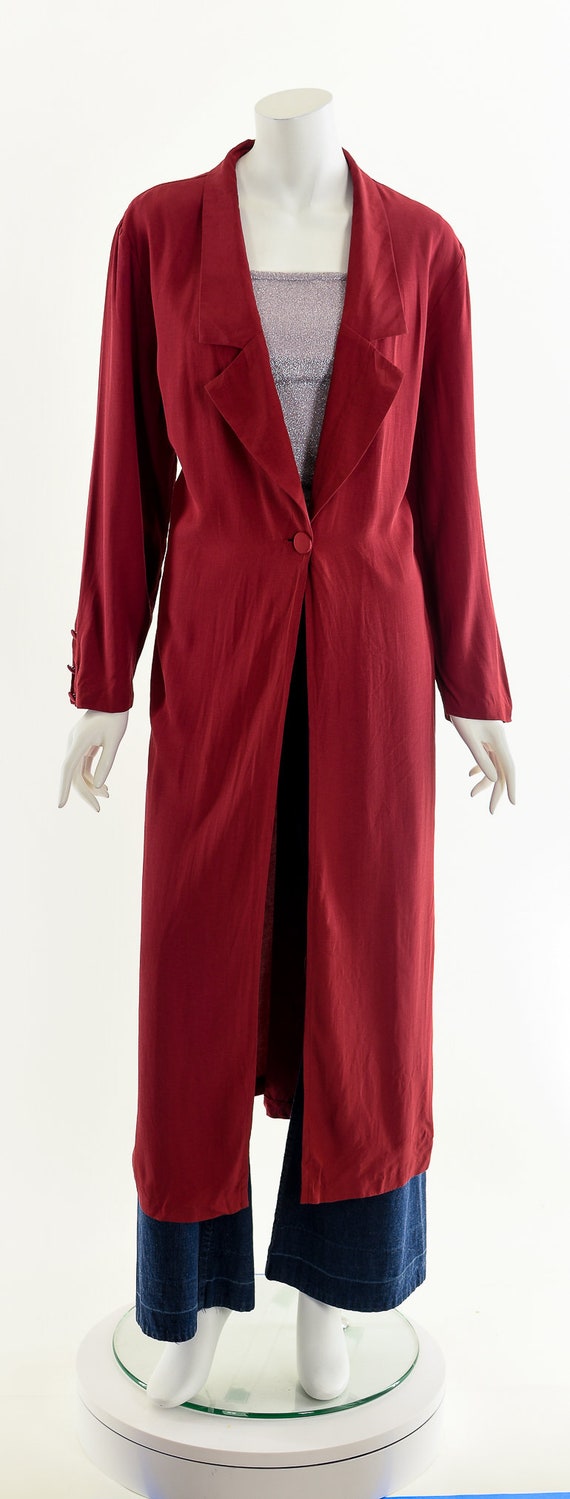 Long Blazer Coat, Vintage Long Duster Coat, Berry… - image 4