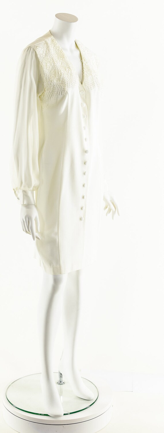 White Fringe Dress,Crochet Sheer Dress,80s Blazer… - image 3