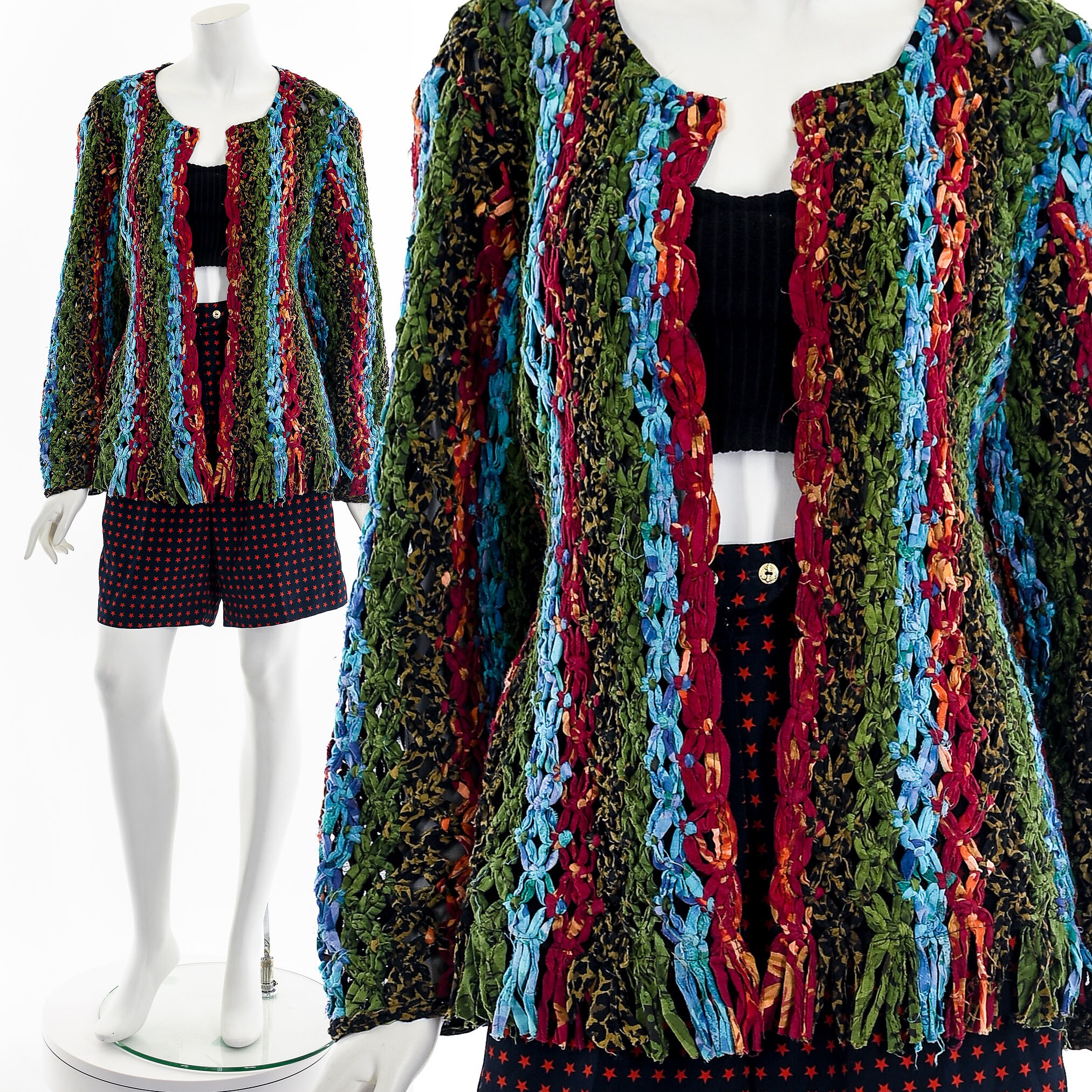 Rainbow Crochet Rag Multicolored Jacket