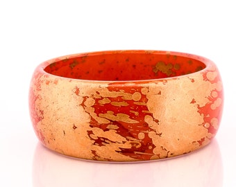 Gold Splash Coral Red Bangle