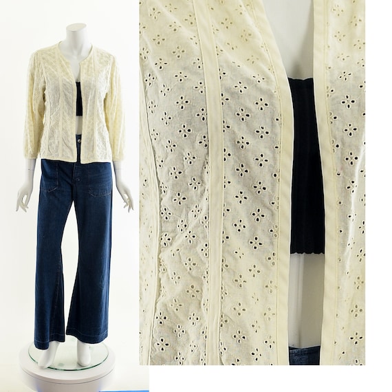 French Lace Jacket,White Lace Cardigan,Eyelet Lace