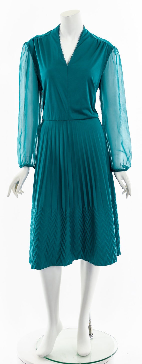 Emerald Green Knife Pleat Dress - image 4