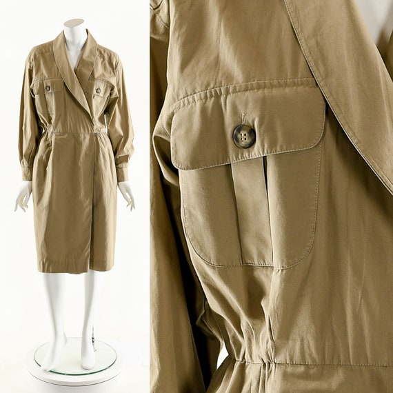 Khaki Wrap Dress,Utilitarian Inspired Dress,Milit… - image 3