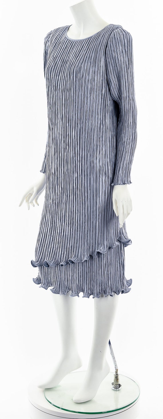 Cup-shoulder denim midi dress in ice blue main image 1