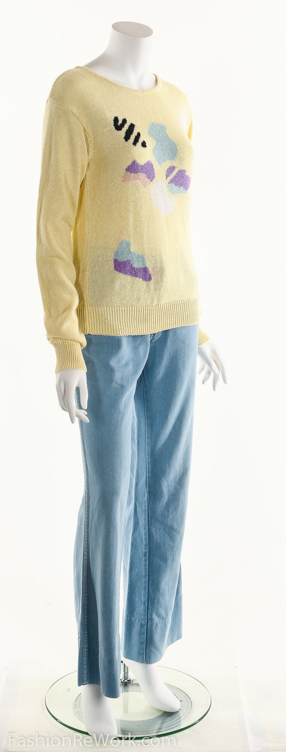 OLEG CASSINI Sweater, Yellow Sweater, Abstract Sw… - image 4