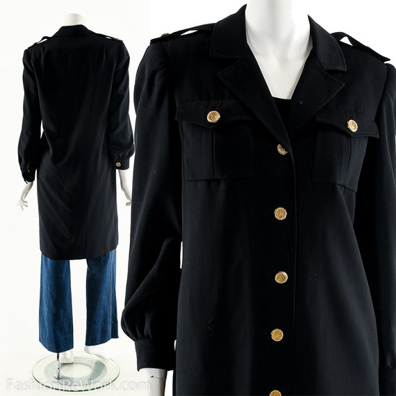 Black Military Trench,Military Inspired Duster,Vi… - image 9