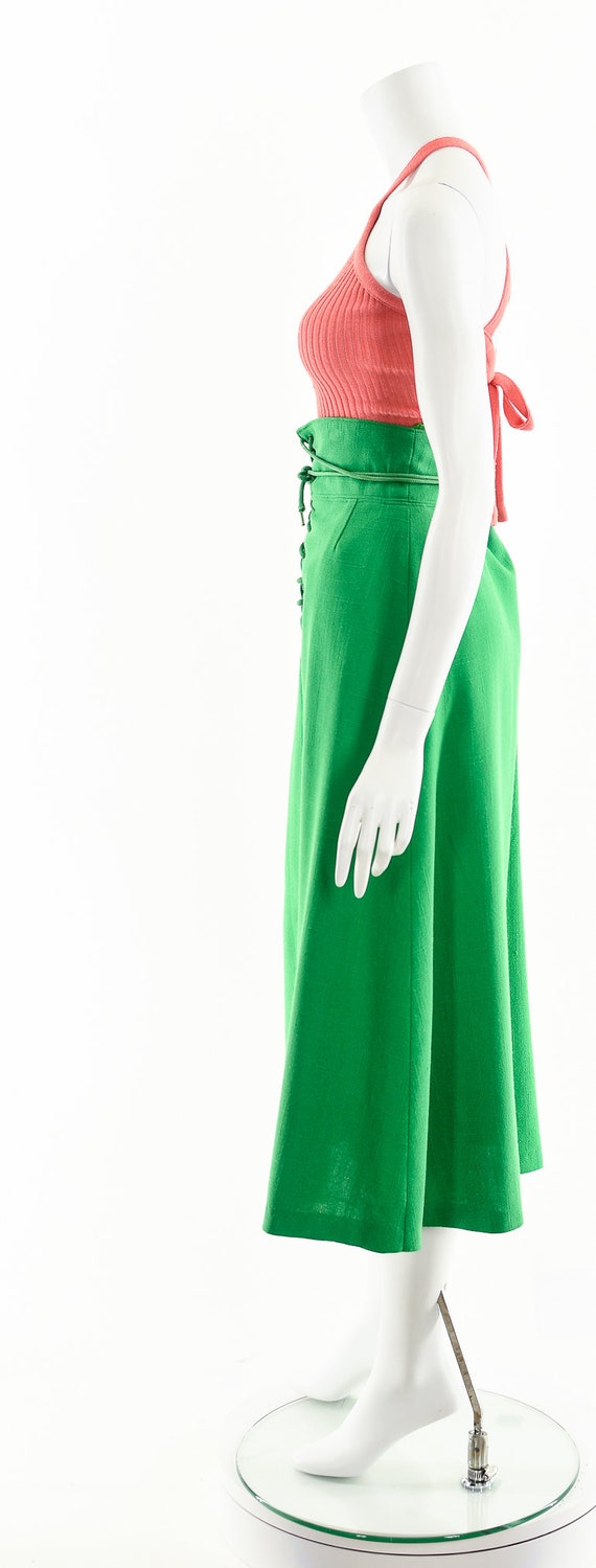 Green Corset Skirt,Lace Up Linen Skirt,High Waist… - image 9