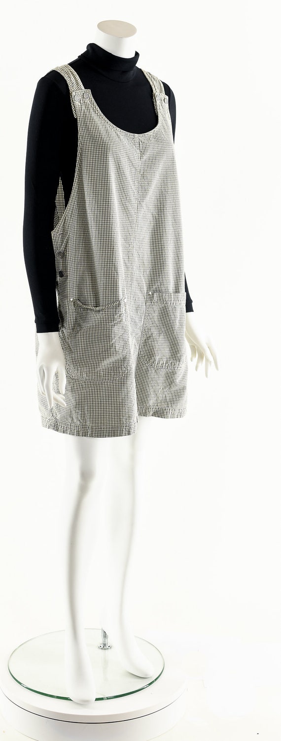 Minimalist Gingham Romper,90's Jumpsuit,Gray Whit… - image 3