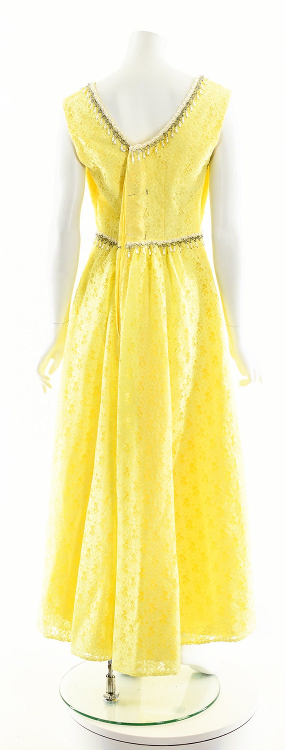 Lemon Yellow Maxi Dress,Yellow Lace 60s Dress,Lon… - image 7