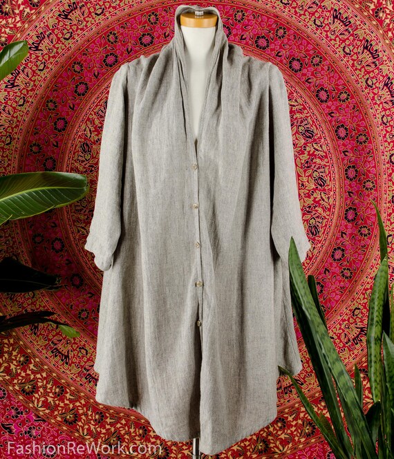 90's Linen MINIMALIST Jacket Natural Beige Tent LI