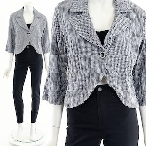 gingham cropped blazer