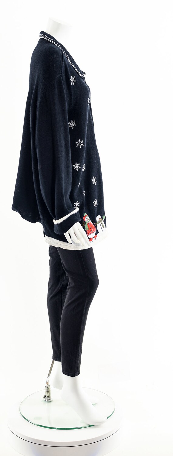 Ugly Christmas Sweater,Black Snowman Sweater,Hand… - image 5