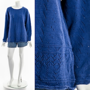 Blue Knit Linen Sweater
