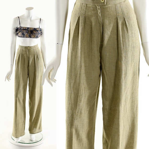 Minimalist Gauze Pants,High Waist Tan Pants,Struc… - image 10