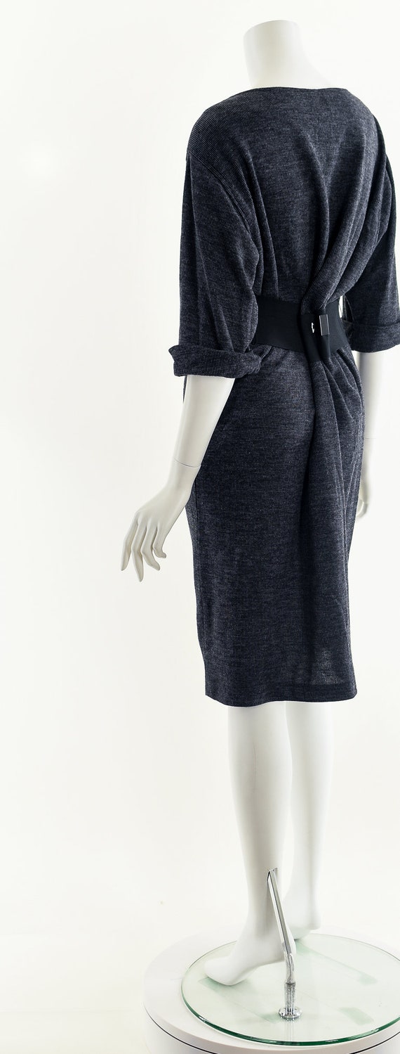 Charcoal Gray Ribbed T-Shirt Dress - image 8