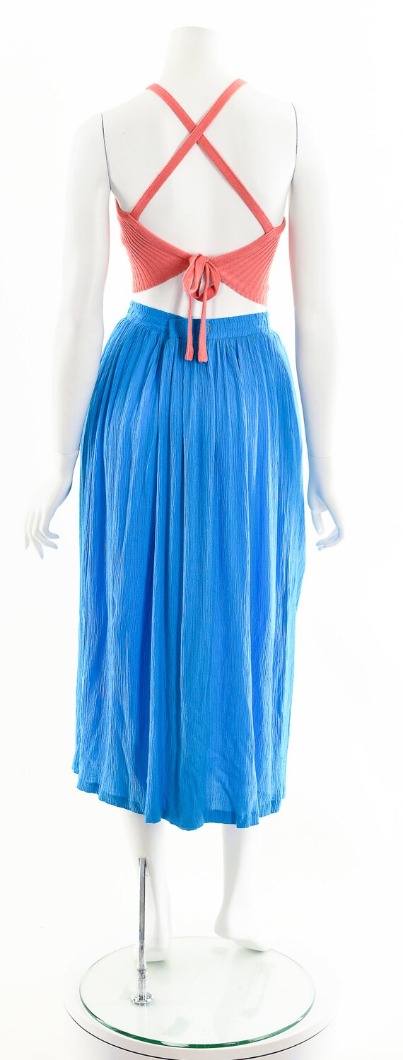 Blue Crinkle Gauze Skirt - image 7