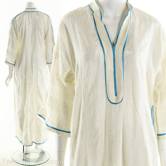 Vintage Kaftan Dress, White Caftan Dress, White Dr