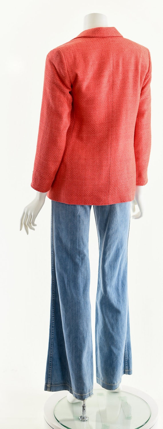 Tweed Boucle Blazer,Pink Coral Jacket,70s Knit Bo… - image 8