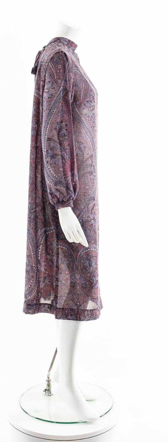 Victorian Purple Paisley Dress,Bow Tie Neck Dress… - image 5