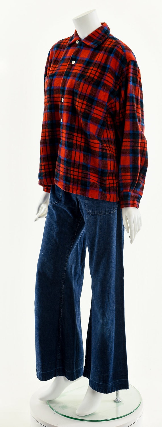 Wool Plaid Button Down,Vintage Checkered Blouse,R… - image 10