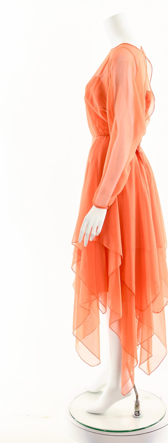 Peach Chiffon Silk Maxi Dress,Royal Blue Goddess … - image 9