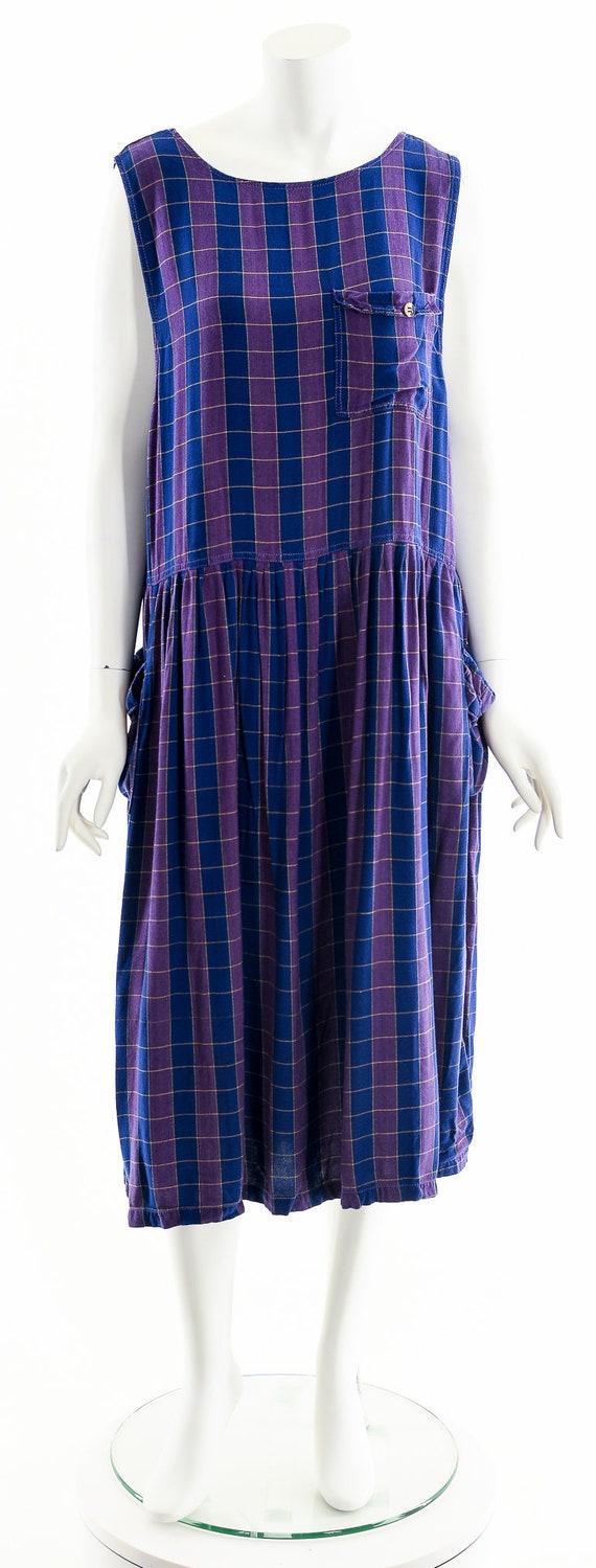 Rayon India Dress,Plaid Purple Midi Dress,Vintage… - image 4