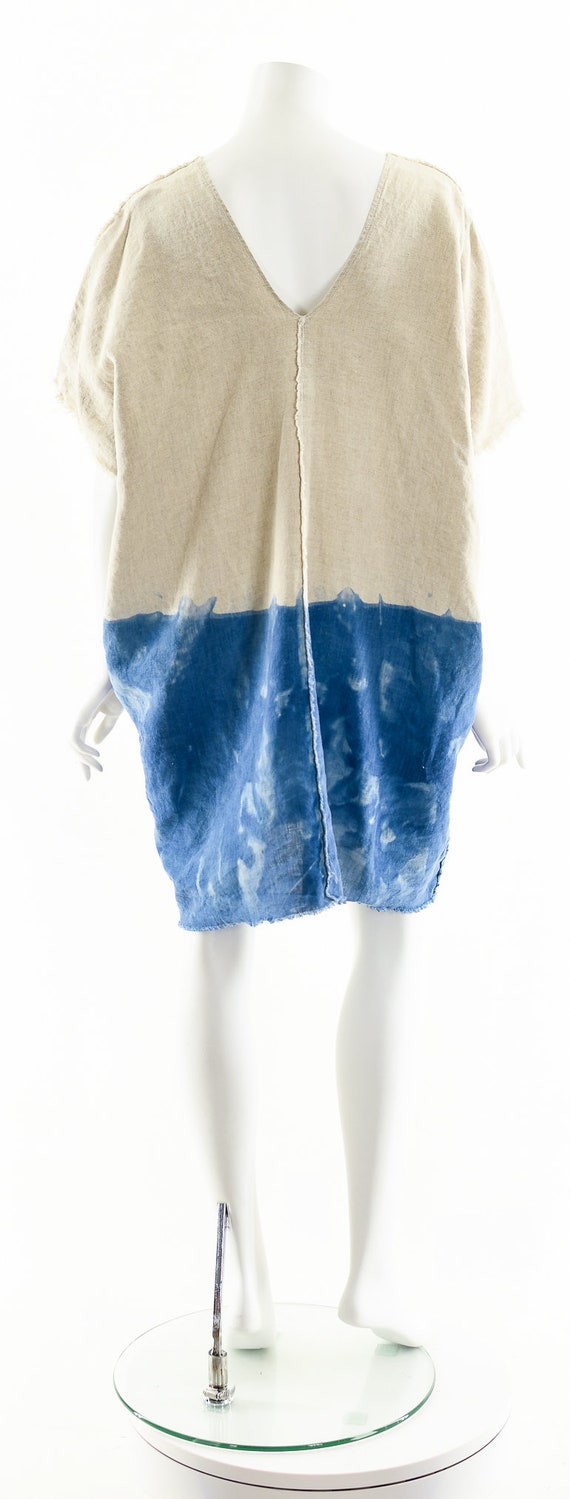 Minmalist Linen Dress,Indigo Linen Dress,Ombre Bl… - image 7