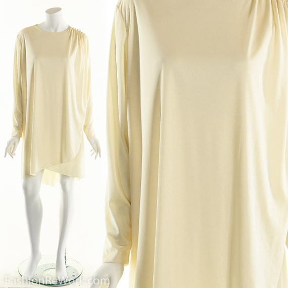 White Asymmetric Draped Dress, White Wedding Dress