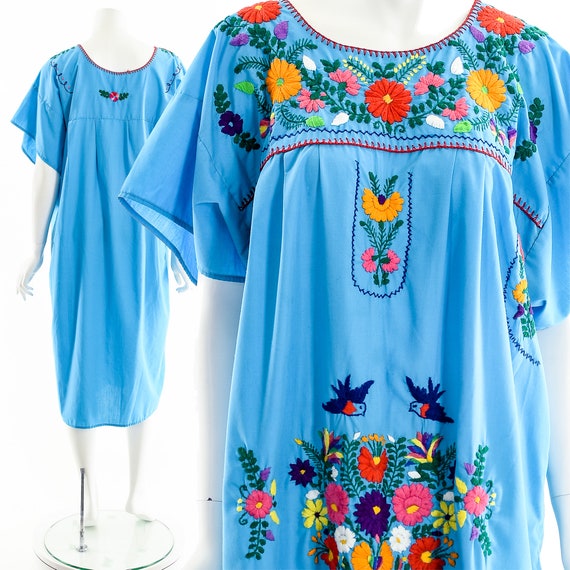 Hand Embroidered Flower and Bird Dress - image 3