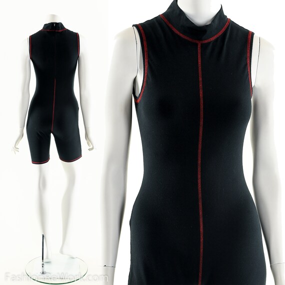 Black Bodycon Jumpsuit,Vintage Stretchy Romper,Mo… - image 3