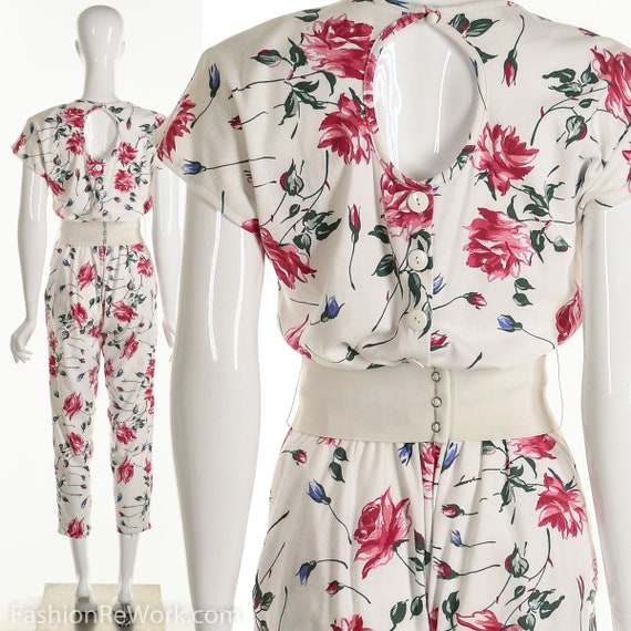Floral Jumpsuit, Cutout Back Jumpsuit, Flower Romp