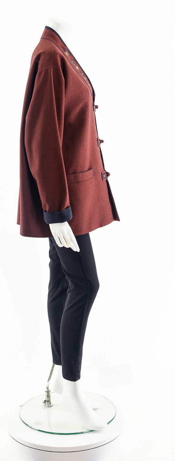 Burgundy Blazer, Asian Inspired Design - image 5