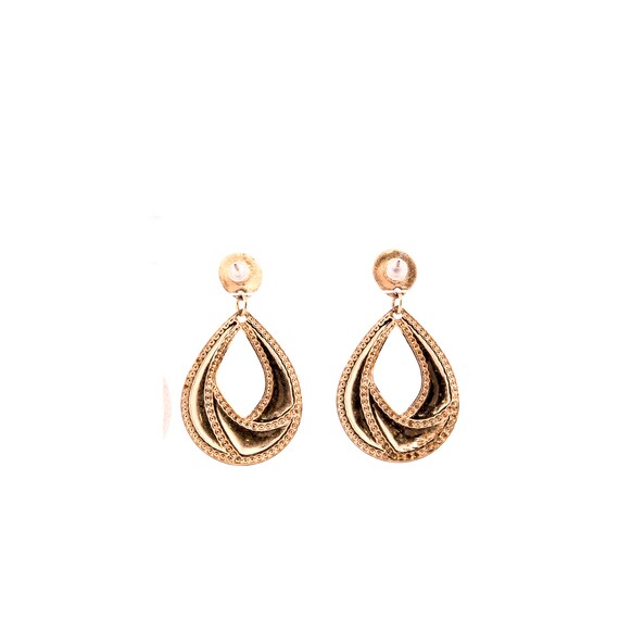 Black + Gold Tear Drop Dangly Earrings - image 5