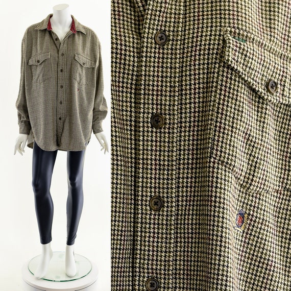 Tommy Hilfiger wool houndstooth button up - image 3