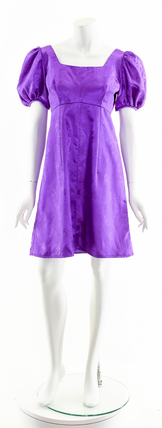 Purple Baby Doll Dress,Sexy Puff Sleeve Dress,Vin… - image 4