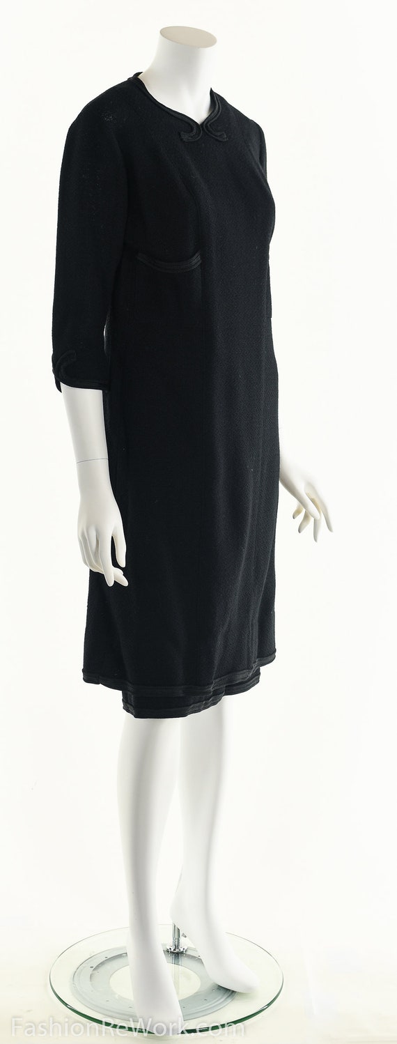 Vintage 20's Black Wool Dress, 20's Dress, Soutac… - image 4